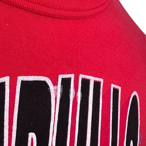 Vintage World Champion Repeatabulls Chicago Bulls T-Shirt Mens Large Red 90s - Picture 9 of 10